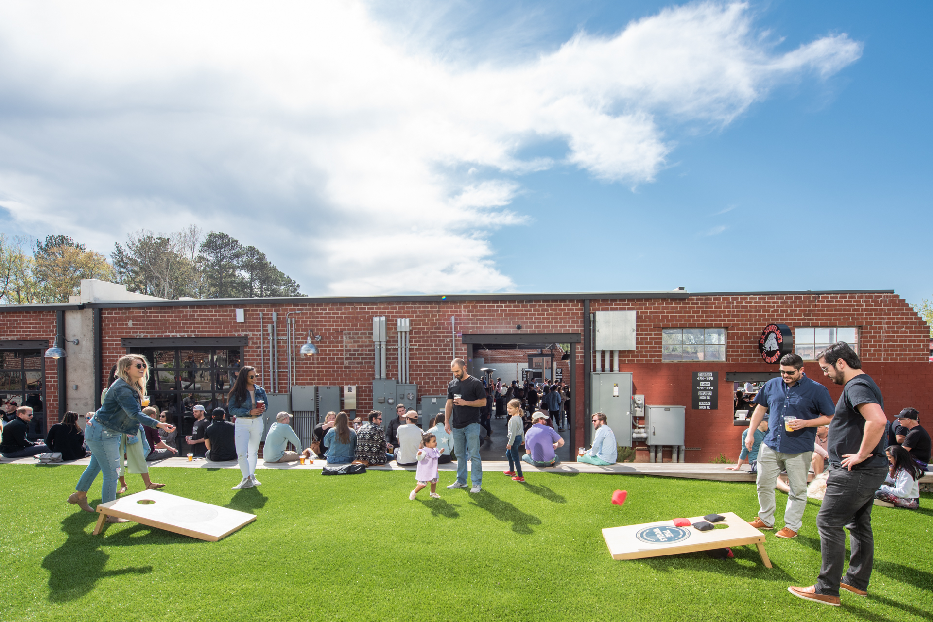 playing cornhole