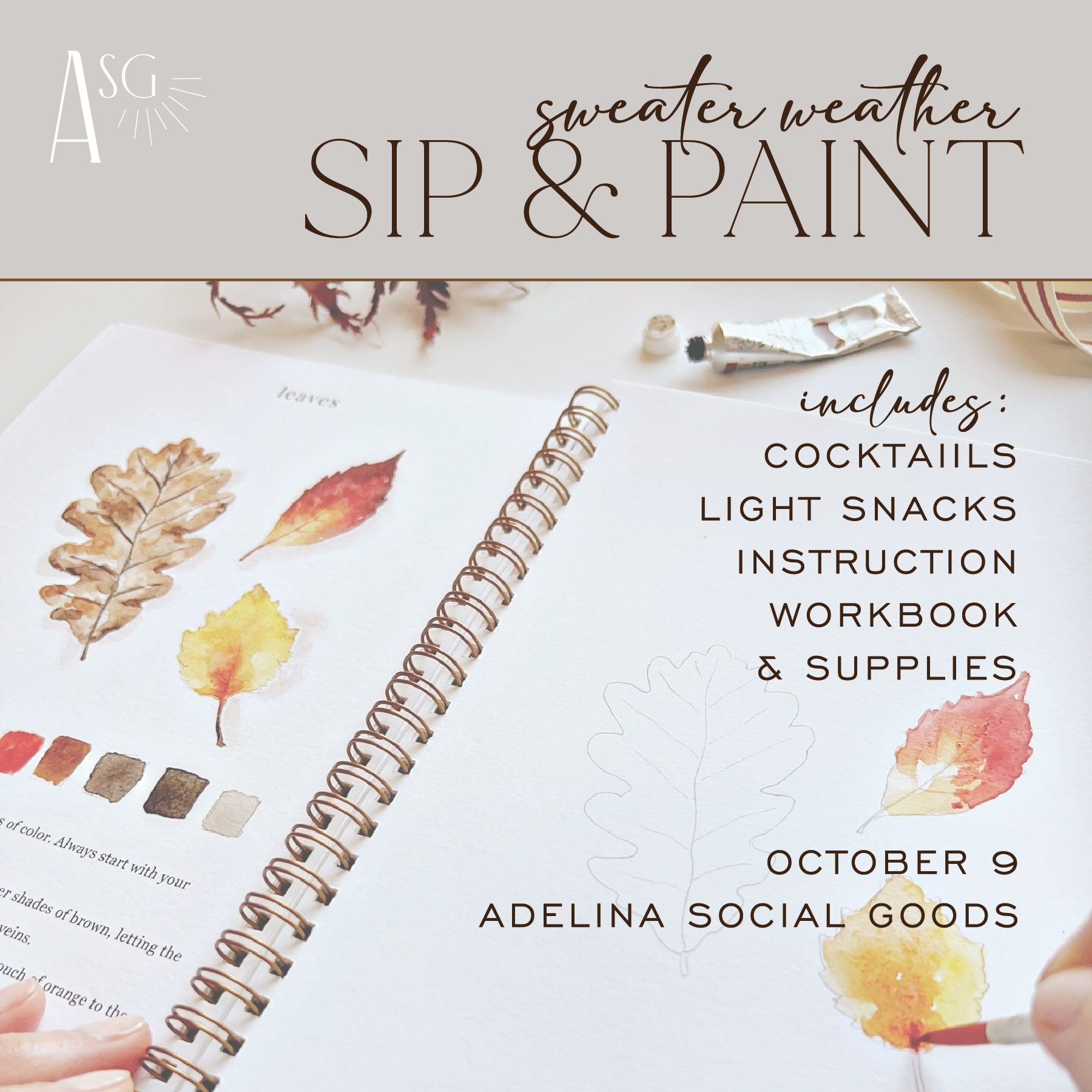 Sweater Weather Sip & Paint at Adelina Social Goods