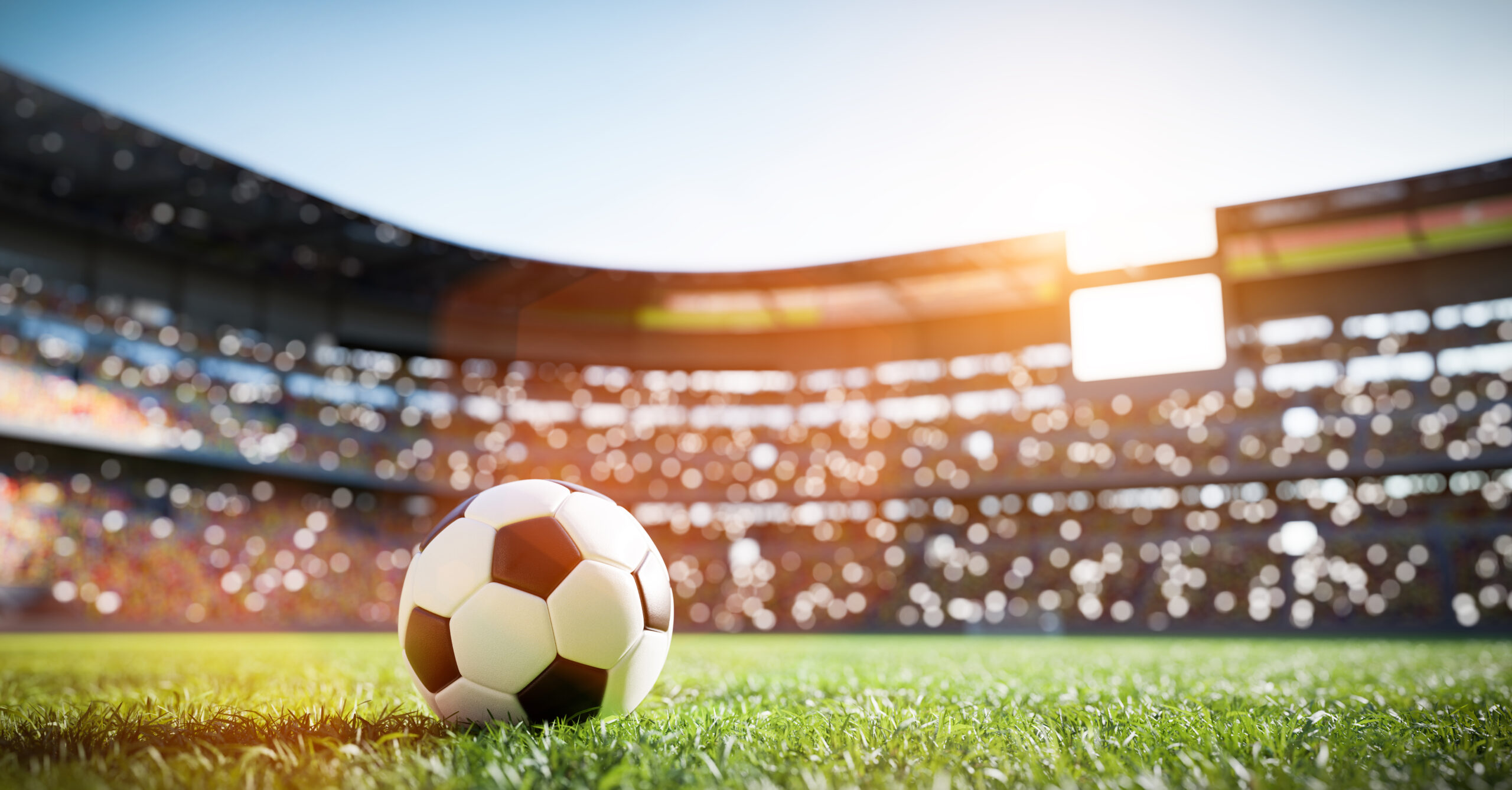soccer ball sitting on stadium field
